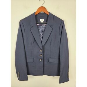J.Crew Marie Marot Navy‎ Blue Wool Blend Italian Blazer Jacket Women Size 10